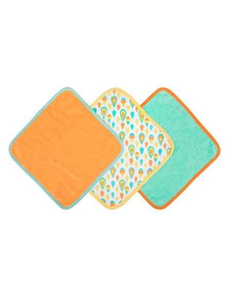 BN-0188236,Set 3 lavete, Playgro, 25x25 cm, Colorate, Moi si pufoase, Cu multiple utilizari, 0 luni+, Forest