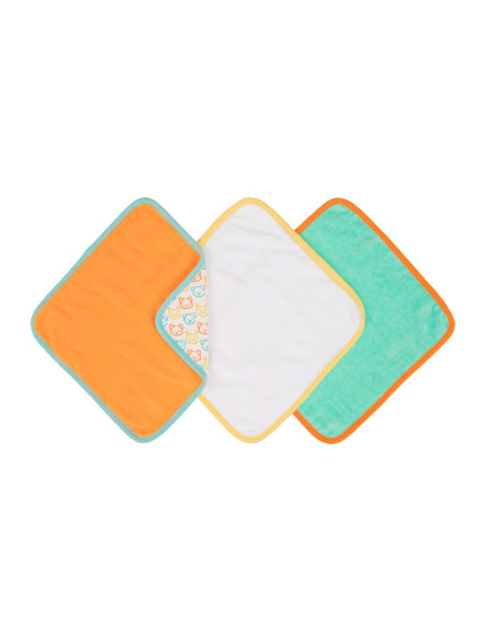 BN-0188236,Set 3 lavete, Playgro, 25x25 cm, Colorate, Moi si pufoase, Cu multiple utilizari, 0 luni+, Forest
