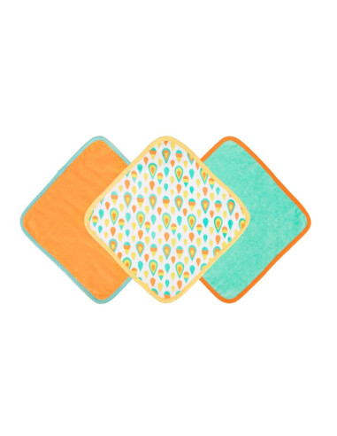 BN-0188236,Set 3 lavete, Playgro, 25x25 cm, Colorate, Moi si pufoase, Cu multiple utilizari, 0 luni+, Forest