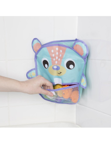 BN-187632,Organizator de baie, Playgro, Pentru jucarii, Cu ventuze, Rezistent la apa si mucegai, Inchidere prin velcro, 6 luni+,