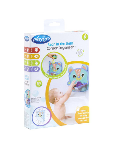 BN-187632,Organizator de baie, Playgro, Pentru jucarii, Cu ventuze, Rezistent la apa si mucegai, Inchidere prin velcro, 6 luni+,
