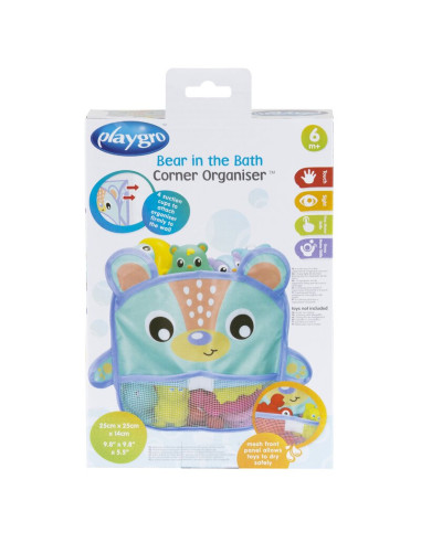 BN-187632,Organizator de baie, Playgro, Pentru jucarii, Cu ventuze, Rezistent la apa si mucegai, Inchidere prin velcro, 6 luni+,