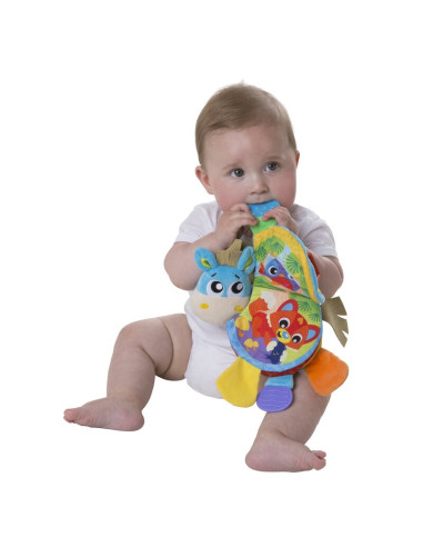 BN-187552,Jucarie din plus, Playgro, Clip Clop, Carticica tactila, Stimuleaza dezvoltarea senzoriala, Cu inele pentru dentitie, 
