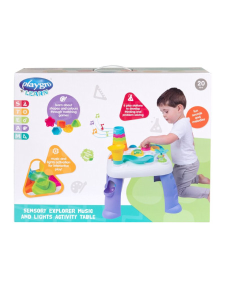 BN-6388396,Centru de activitati, Playgro, Cu sunete si lumini, Cu 12 activitati diferite, Fara BPA, 12 luni+, Sensory Explorer M