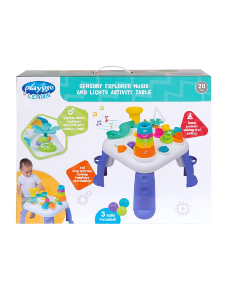 BN-6388396,Centru de activitati, Playgro, Cu sunete si lumini, Cu 12 activitati diferite, Fara BPA, 12 luni+, Sensory Explorer M