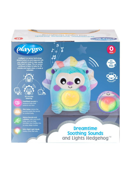 BN-0187712,Lampa de veghe, Playgro, Cu sunete si lumini, Cu 4 moduri de functionare, Imita bataile inimii si sunetele din burtic