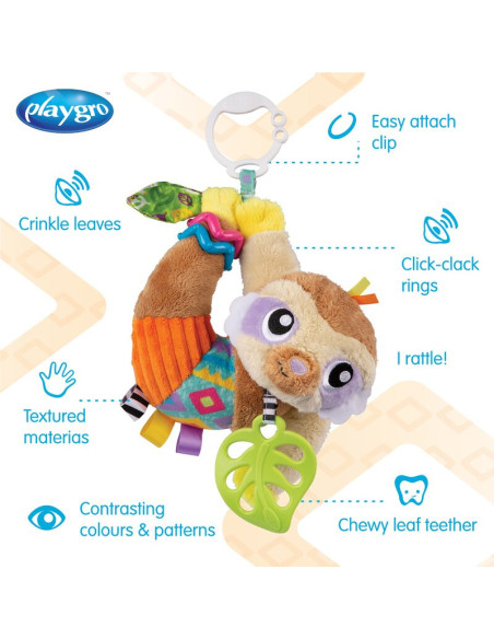 BN-188472,Jucarie carucior sau scaun auto, Playgro, Salo, Cu inele pentru dentitie, Cu diverse forme si texturi, Cu sunete si zo