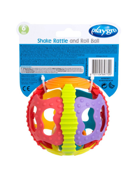 BN-4083681,Minge zornaitoare, Playgro, Cu diverse forme si texturi, 6 luni+, Shake Rattle & Roll Ball