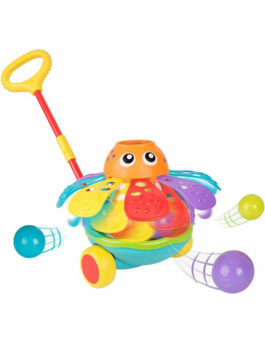 BN-408637407,Jucarie de impins, Playgro, Cu 3 bile colorate, Cu maner detasabil, 6 luni+, Push Along Ball Popping Octopus