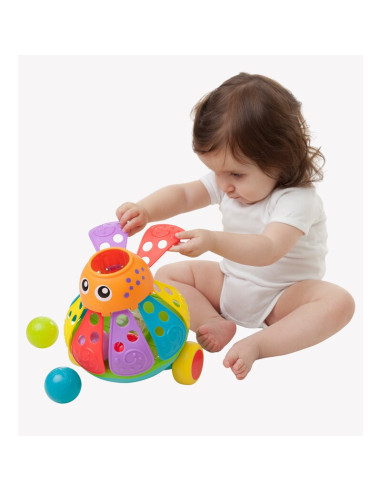 BN-408637407,Jucarie de impins, Playgro, Cu 3 bile colorate, Cu maner detasabil, 6 luni+, Push Along Ball Popping Octopus
