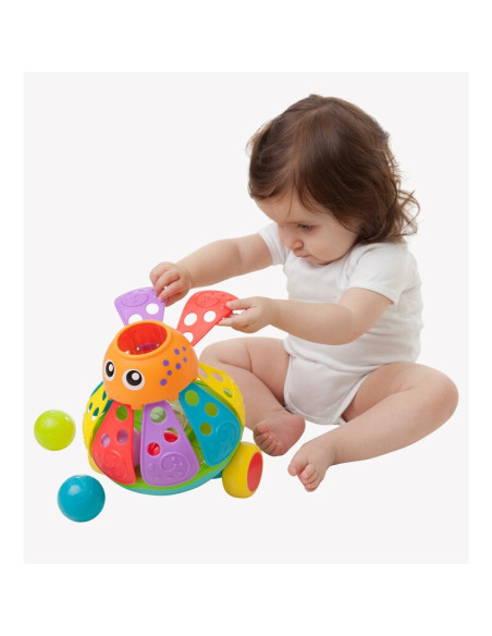 BN-408637407,Jucarie de impins, Playgro, Cu 3 bile colorate, Cu maner detasabil, 6 luni+, Push Along Ball Popping Octopus