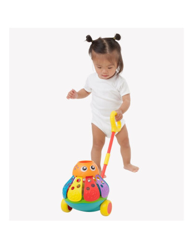 BN-408637407,Jucarie de impins, Playgro, Cu 3 bile colorate, Cu maner detasabil, 6 luni+, Push Along Ball Popping Octopus