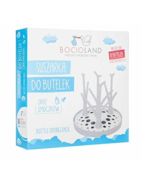 BN-BL047,Uscator, Bocioland, Pentru biberoane, Cu design flexibil, Fara BPA, Pentru 8 recipiente, 22x26 cm, White