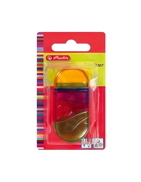 Ascutitoare + Radiera Plastic Ovala 2 In 1 Diverse Culori/Blister Herlitz Ascutitoare + Radiera Plastic Ovala 2 In 1 Diverse Culori/Blister Herlitz
