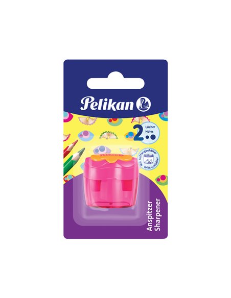 Ascutitoare Plastic Dubla Cu Container, Blister, Pelikan, Roz