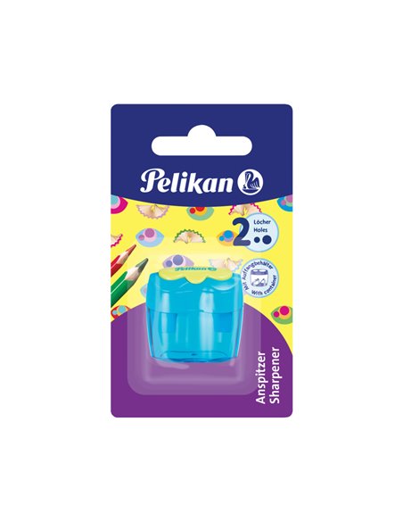 Ascutitoare Plastic Dubla Cu Container, Blister, Pelikan, Albastru