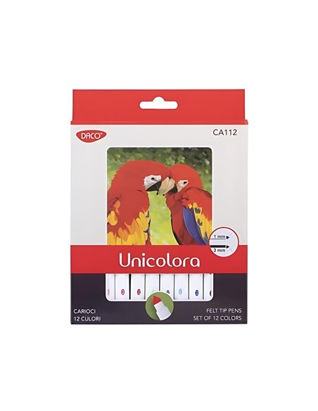 Carioci DACO 12 culori, varf conic, Unicolora