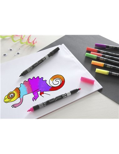 Carioci cu 2 capete Faber-Castell FC151109, 10 culori, Neon
