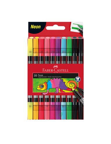 Carioci cu 2 capete Faber-Castell FC151109, 10 culori, Neon