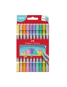 Carioci cu 2 capete Faber-Castell FC151112, 10 culori, Pastel
