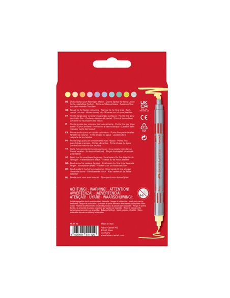 Carioci cu 2 capete Faber-Castell FC151112, 10 culori, Pastel