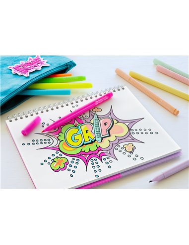 Carioci Faber-Castell FC155312 Grip, Pastel/Neon, 10 culori