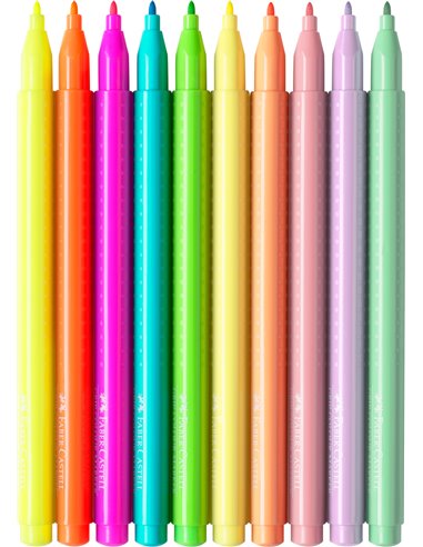 Carioci Faber-Castell FC155312 Grip, Pastel/Neon, 10 culori