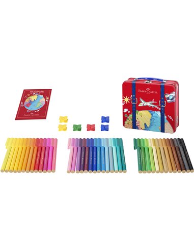 Carioci connector Faber-Castell FC155535, 40 culori, Valiza Carioci connector Faber-Castell FC155535, 40 culori, Valiza