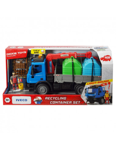 Camion Dickie Toys Playlife Iveco Recycling Container Set cu
