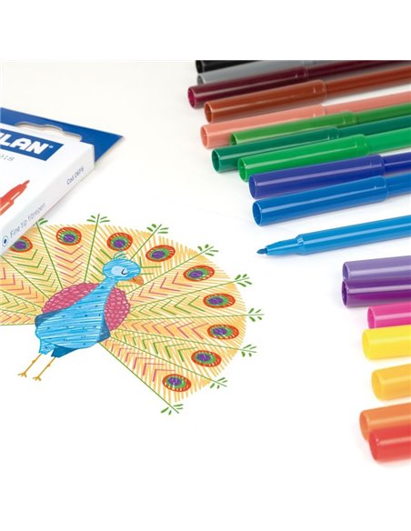 Carioci Milan 06F12, varf subtire, 12 culori