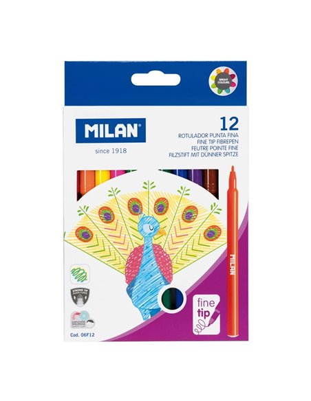 Carioci Milan 06F12, varf subtire, 12 culori