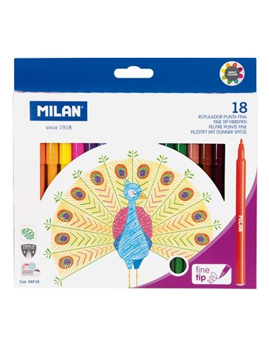 Carioci Milan 06F18, varf subtire, 18 culori