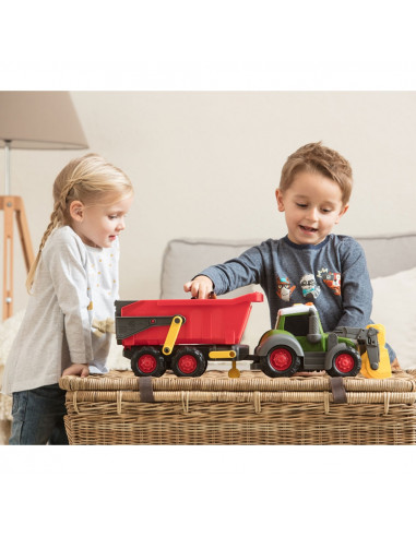 Tractor Dickie Toys Happy Farm cu remorca,S203819002