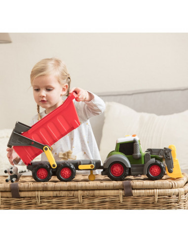 Tractor Dickie Toys Happy Farm cu remorca,S203819002
