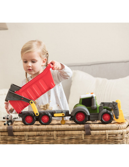 Tractor Dickie Toys Happy Farm cu remorca,S203819002