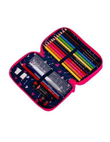 Penar echipat cu 2 fermoare PE262E Daco, Inimioare