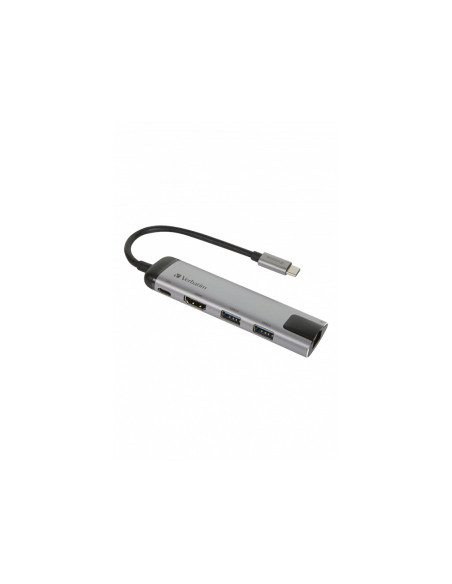 49141,HUB extern VERBATIM, Gigabit LAN x 1, USB 3.0 x 2, HDMI x 1 (4K), USB Type C x 1, conectare USB Type C, cablu 15 cm, max. 