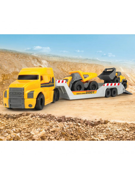 Camion Dickie Toys Mack Volvo Micro Builder cu remorca Camion Dickie Toys Mack Volvo Micro Builder cu remorca