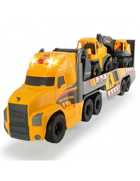 Camion Dickie Toys Mack Volvo Heavy Loader Truck cu remorca