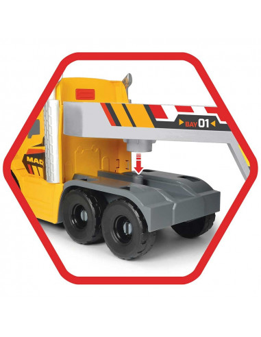 Camion Dickie Toys Mack Volvo Heavy Loader Truck cu remorca