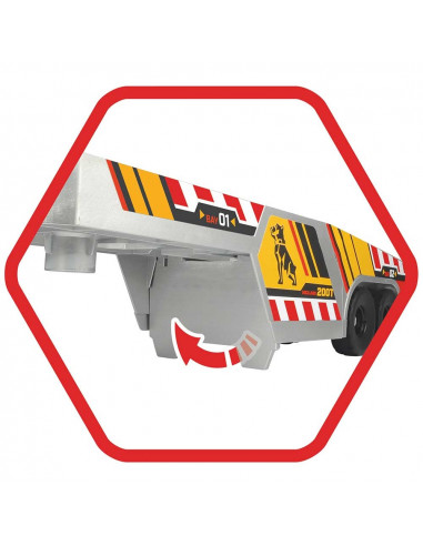 Camion Dickie Toys Mack Volvo Heavy Loader Truck cu remorca