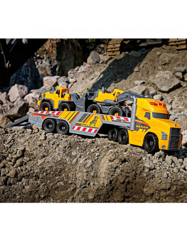Camion Dickie Toys Mack Volvo Heavy Loader Truck cu remorca