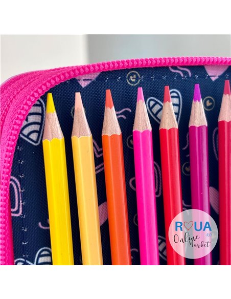 Penar echipat cu 3 fermoare PE3009E Daco, Inimioare Penar echipat cu 3 fermoare PE3009E Daco, Inimioare