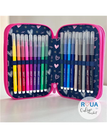 Penar echipat cu 3 fermoare PE3009E Daco, Inimioare Penar echipat cu 3 fermoare PE3009E Daco, Inimioare