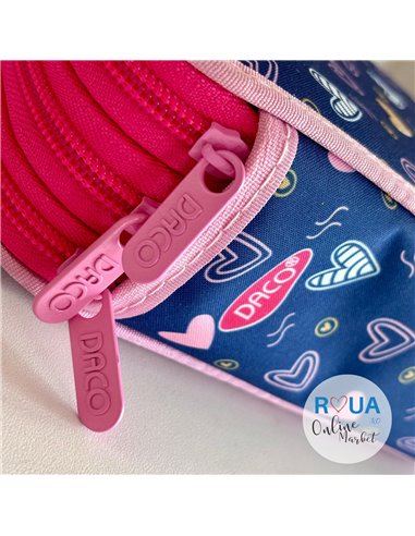 Penar echipat cu 3 fermoare PE3009E Daco, Inimioare Penar echipat cu 3 fermoare PE3009E Daco, Inimioare