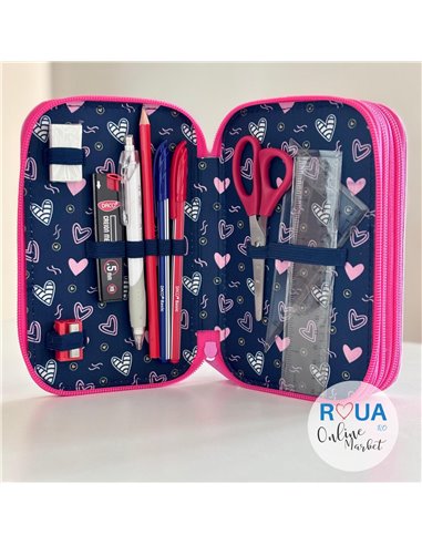 Penar echipat cu 3 fermoare PE3009E Daco, Inimioare Penar echipat cu 3 fermoare PE3009E Daco, Inimioare