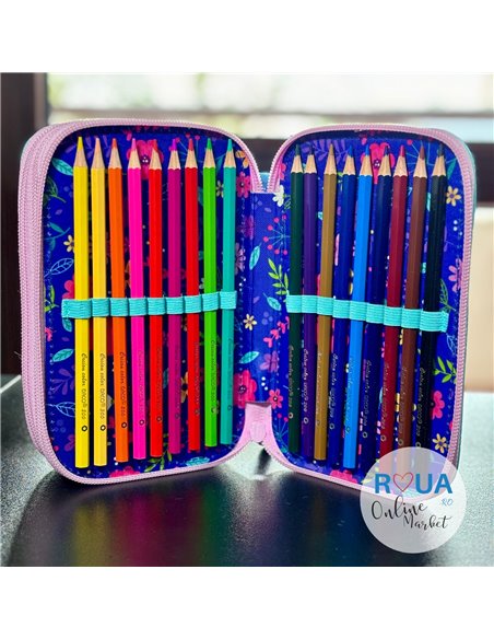 Penar echipat cu 3 fermoare PE3010E Daco, Flori Penar echipat cu 3 fermoare PE3010E Daco, Flori