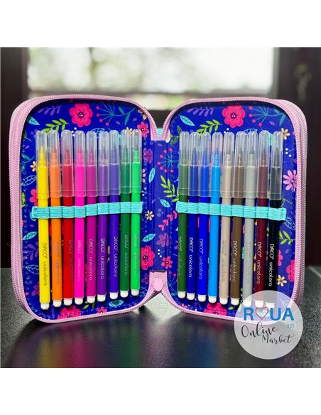 Penar echipat cu 3 fermoare PE3010E Daco, Flori Penar echipat cu 3 fermoare PE3010E Daco, Flori