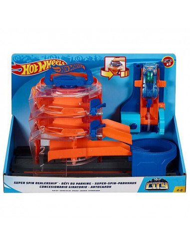 Pista de masini Hot Wheels by Mattel City Spin Dealership cu 1