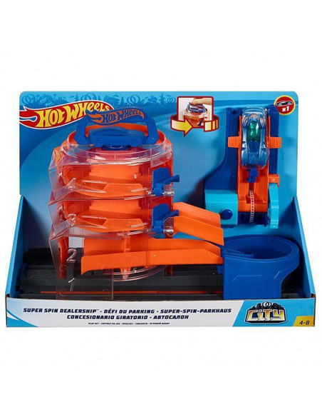 Pista de masini Hot Wheels by Mattel City Spin Dealership cu 1